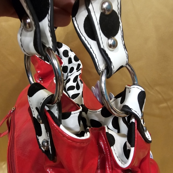 C Nos LG Purse/ Handbag Red with Polka Dots and Rhinestone Bling No tags - Picture 15 of 17